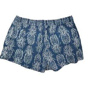 Lauren James Women Swim Trunks  Navy Blue White Pineapple‎ Print Large